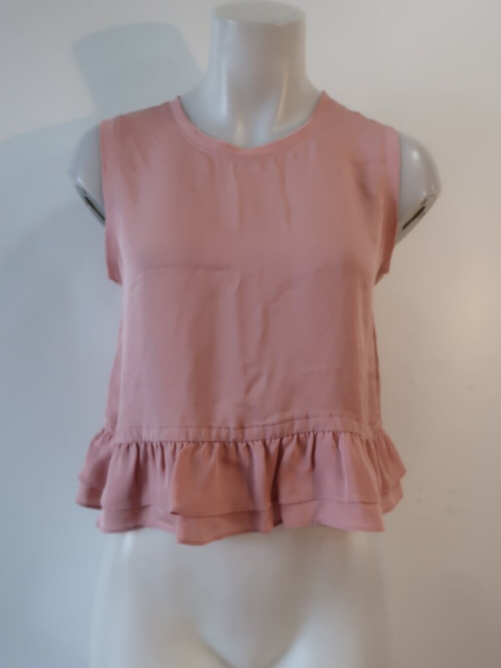 Womens Rebecca Minkoff  (Item- 31) Sleeveless Pure Silk Peplum Crop Tank Top S